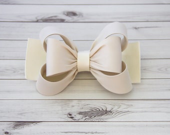 Ivory Hair Clip, Ivory Bow Hair Clip, Bow Hair Clip, Toddler Gold Hair Clip, Girls Bow Hair Clip, Big Bow Hair Clip, 984