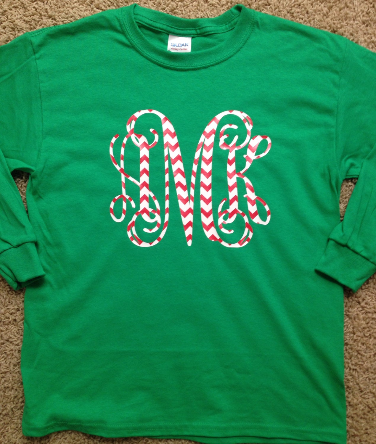 Christmas Monogrammed Long Sleeve Shirt for Youth or Adult