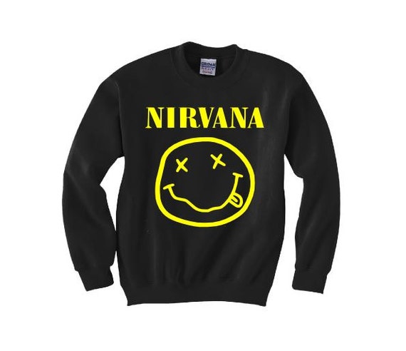 Nirvana Rocker Smiley Face Sweatshirt by DembowsBowtique on Etsy