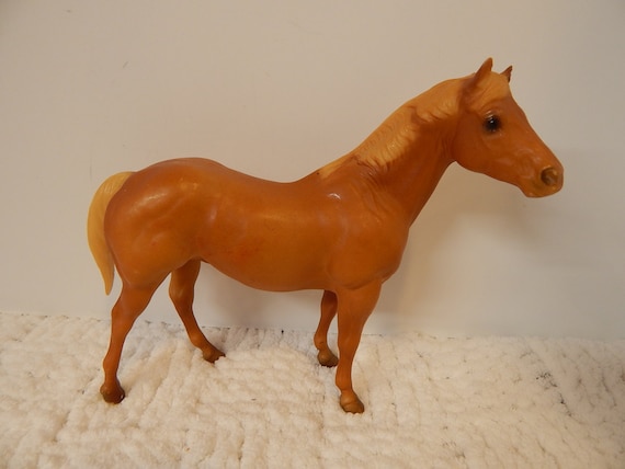 orange yellow vintage toy plastic horse by UpYourAlleyAntiques