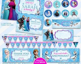 50% OFF SALE Disney Frozen Invitation Party Package,Printable Frozen Favors,Frozen Printable File