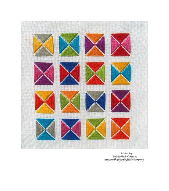 Hand Stitched Geometric Artwork/Home Decor by