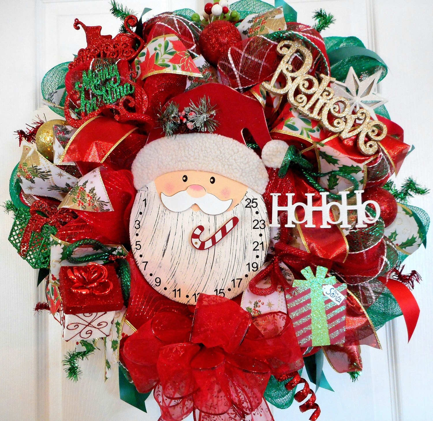 Sale Santa Clause Deco Mesh Wreath by MimisSparkledDesigns on Etsy