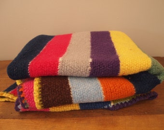 Crochet Afghan Blanket Wool Large Mexican