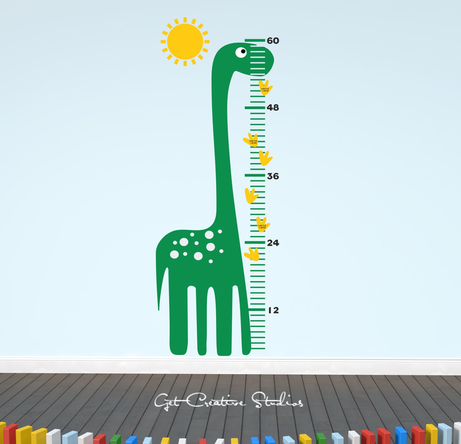 Dinosaur Growth Chart Decal Childrens Growth Chart Dinosaur