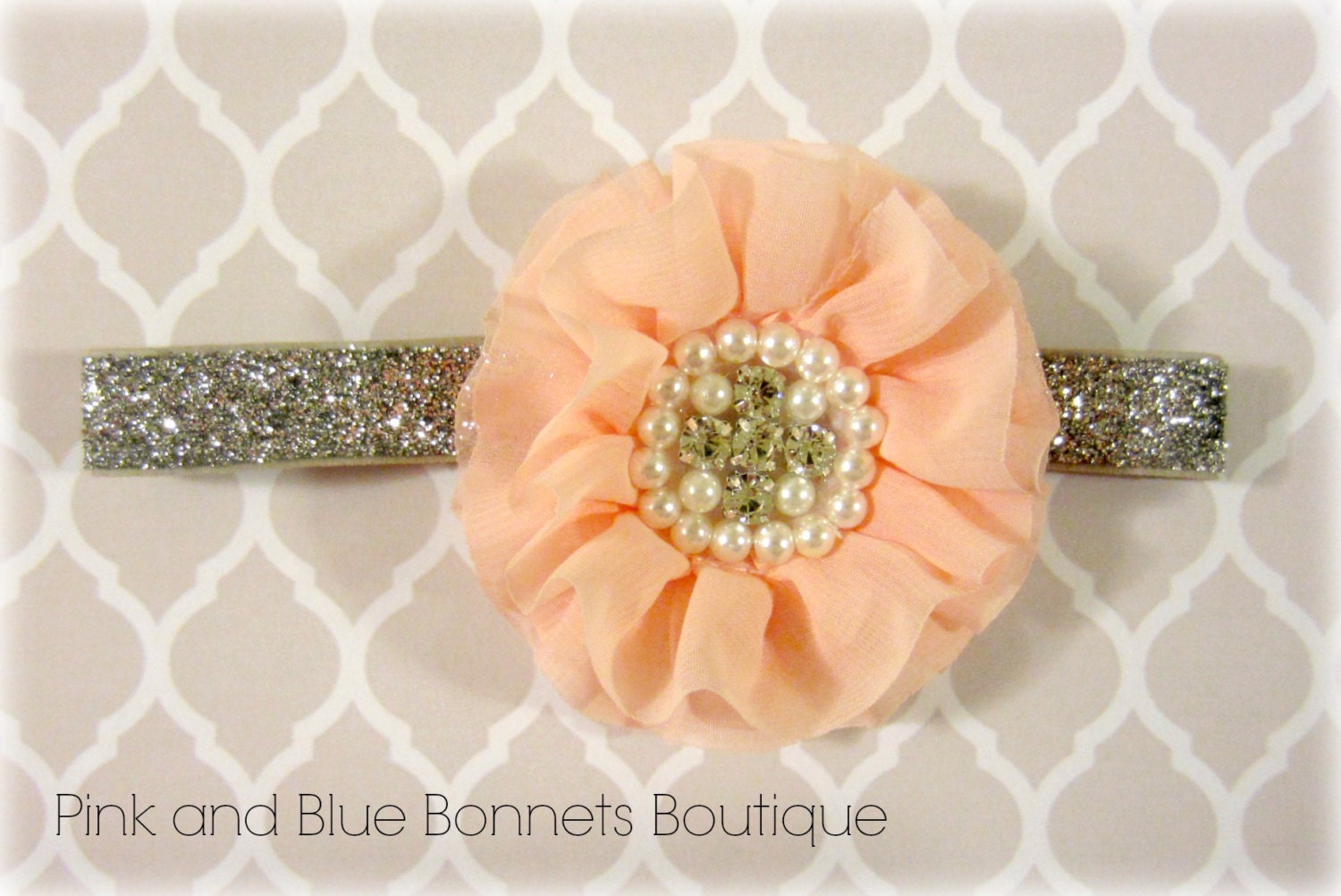 Baby Girl Headband First Birthday Peach by