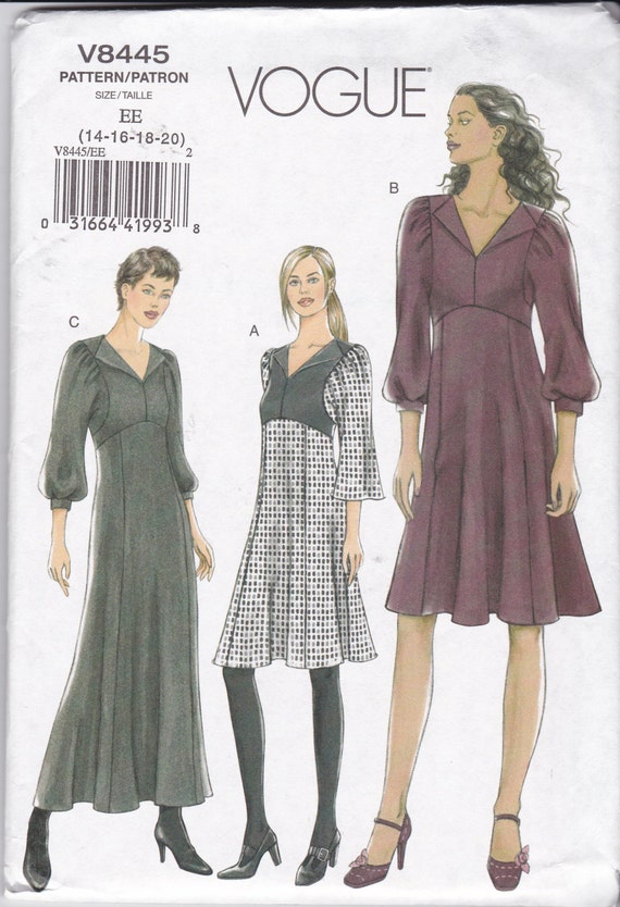 Vogue Sewing Pattern 8445 Shaped Bodice Dress with Gathered