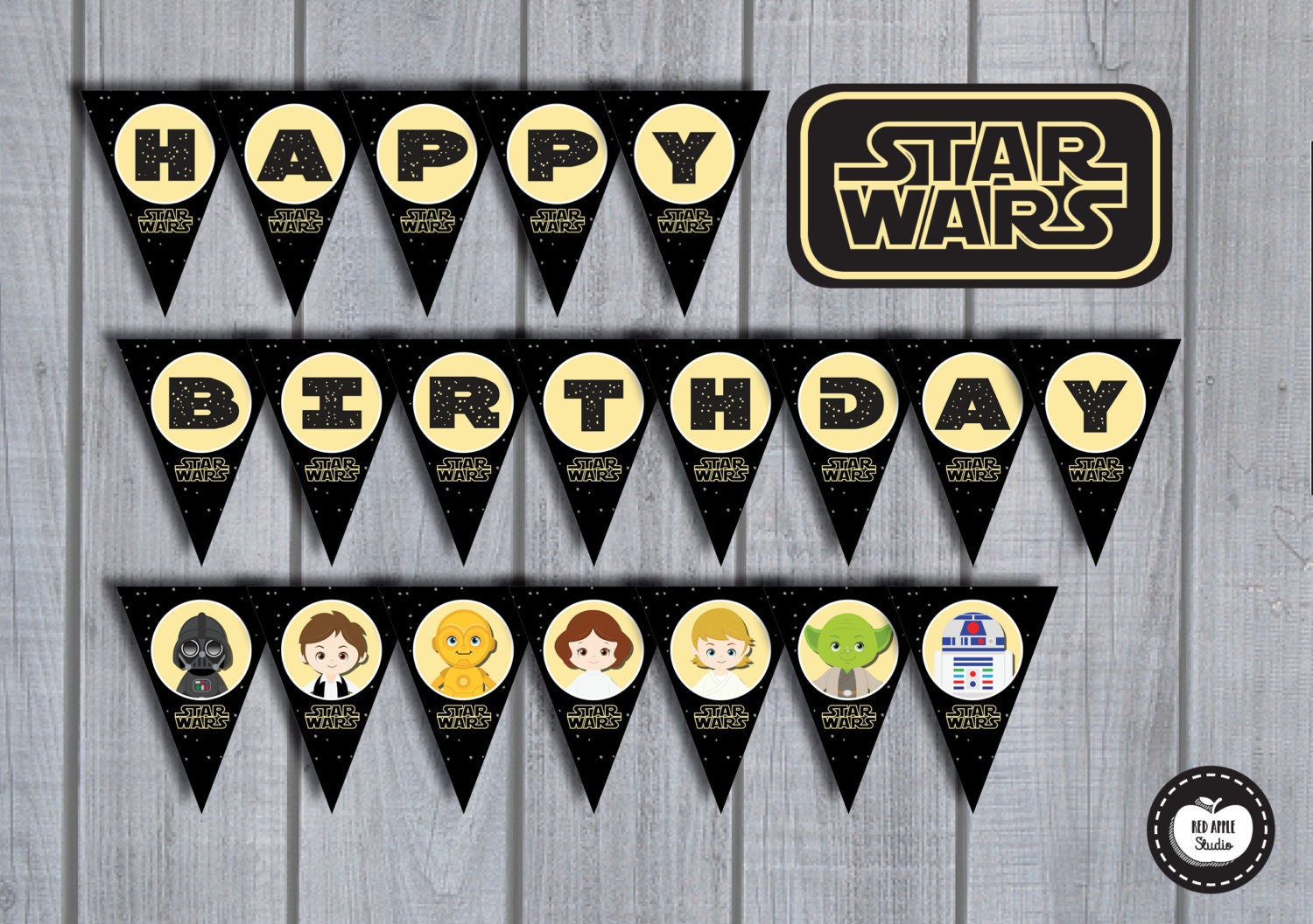 20x STAR WARS Birthday Party Banner Happy by RedAppleStudio