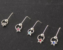 OUFER 925 Sterling Silver Nose Studs, Bone L Screw Shaped Nose Rings