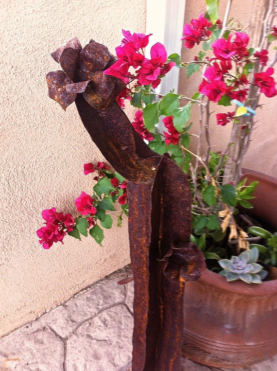 Rustic Saguaro Cactus Metal Yard Art southwestern