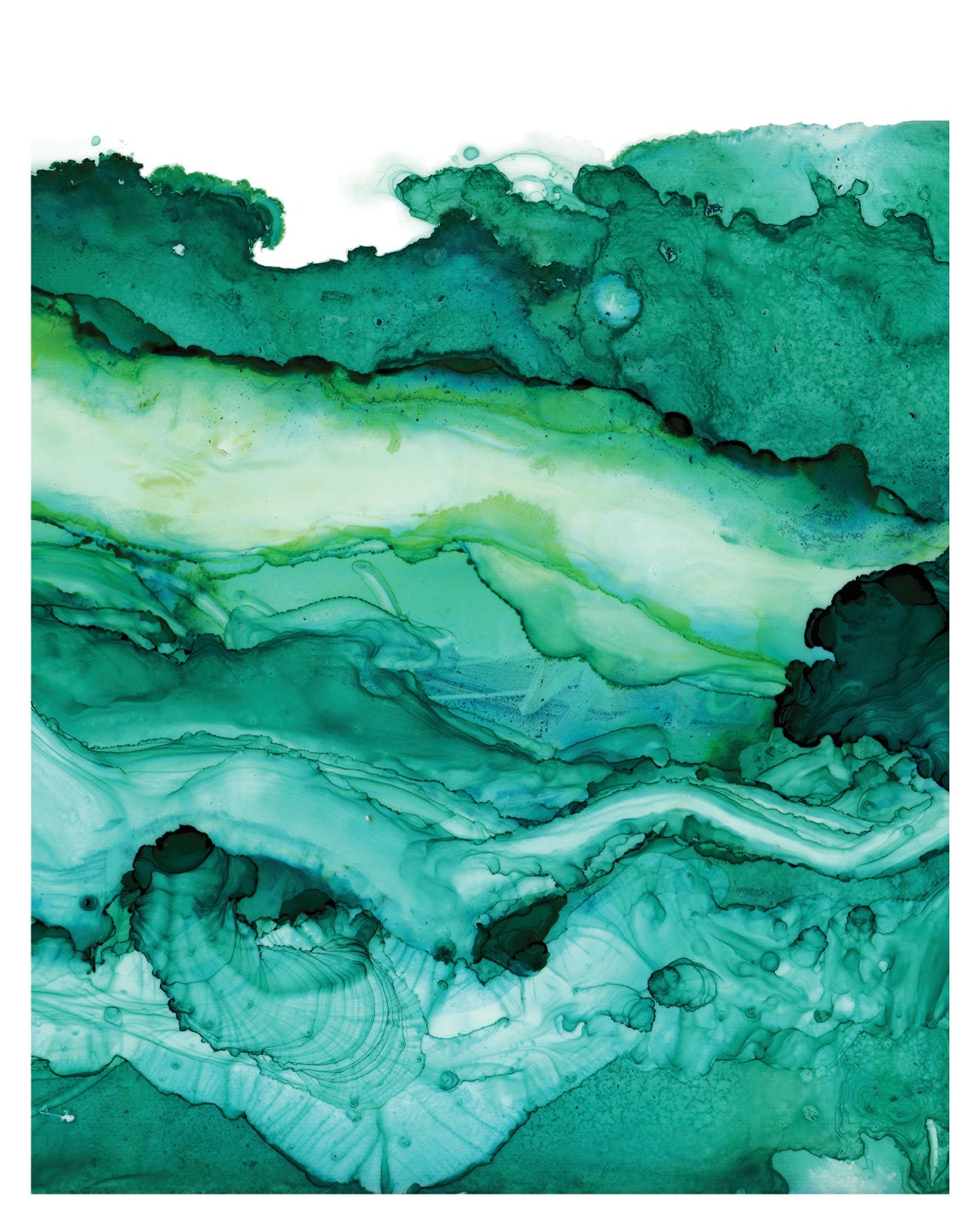 Undercurrent Emerald Ink Art Print Ocean Art Surf