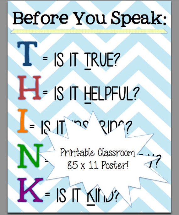 Chevron Classroom THINK Printable Poster