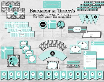 Breakfast at Tiffany's Birthday Party, Holly Golightly Bridal and/or Baby Shower Package - Printable PDF Files INSTANT DOWNLOAD