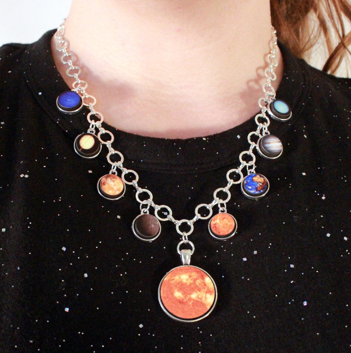 Solar System Necklace Jewelry Space Science Necklace