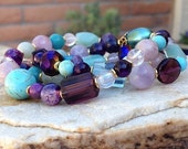 Amethyst and turquoise stretch bracelet wrap bracelet turquoise jewelry natural gemstone jewelry handmade jewelry gifts for her birthday