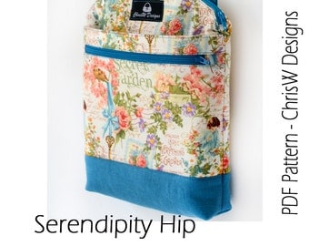 Designer Hipster Cross Body Bag Pattern PDF for sewing your own Purse. Serendipity Hip by ChrisW Designs