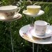 Trio of Teacups - Bird Feeder Garden Decor - Pink & Yellow - Set of 3