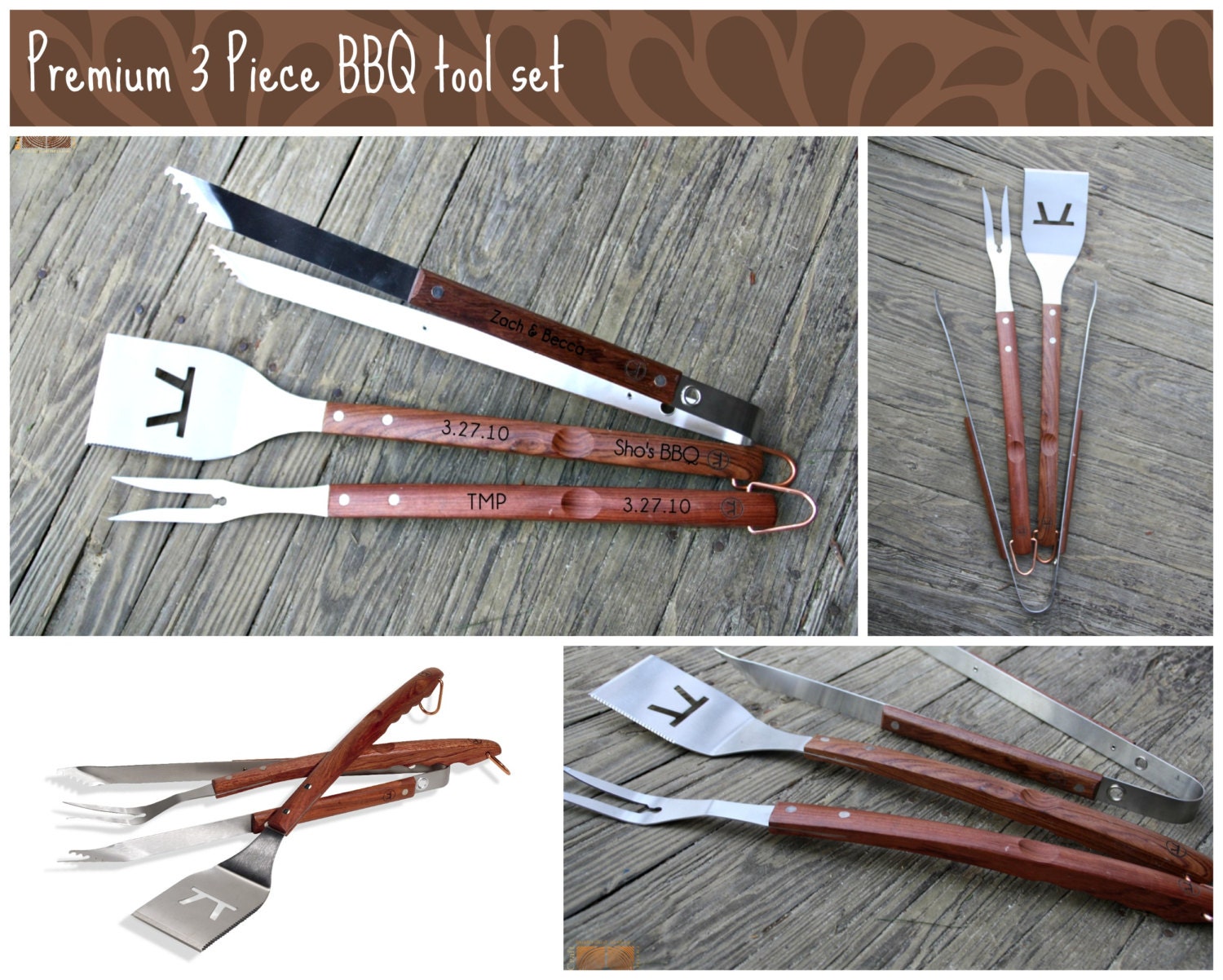 Personalized Grill tool set Engraved BBQ Tools Husband