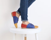 ON SALE 30 % Colorful unique womens flat monk handmde leather shoes ,Spring Celebrations Gift Ideas For Her , ADI Kilav