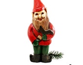 Christmas Elf, Carved Wood Primitive Folk Art, Vintage Christmas Collectible, Xmas Pixie