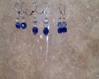 FREE SHIPPING! Cobalt and crystal earrings!