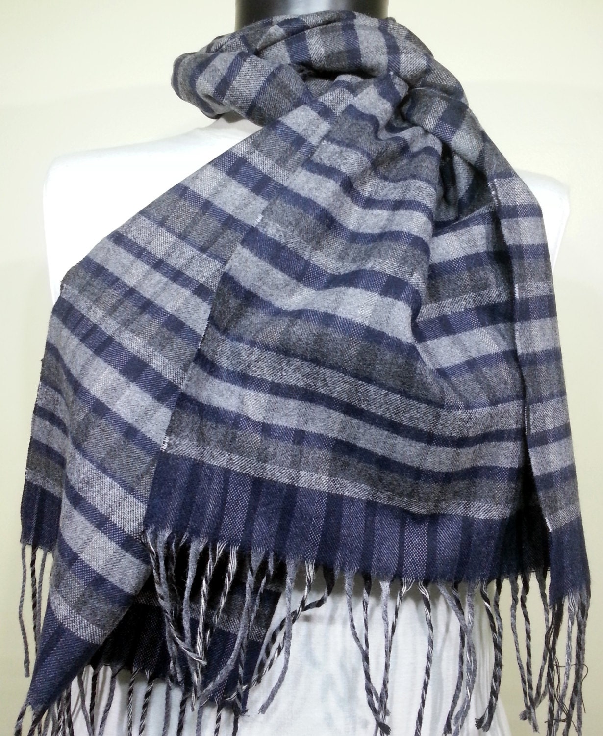Gray and Dark Blue Men's Scarf Men's Scarf Gray and by PeraTime
