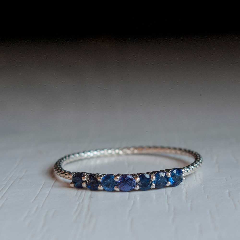 Tanzanite ring half eternity blue stone ring December