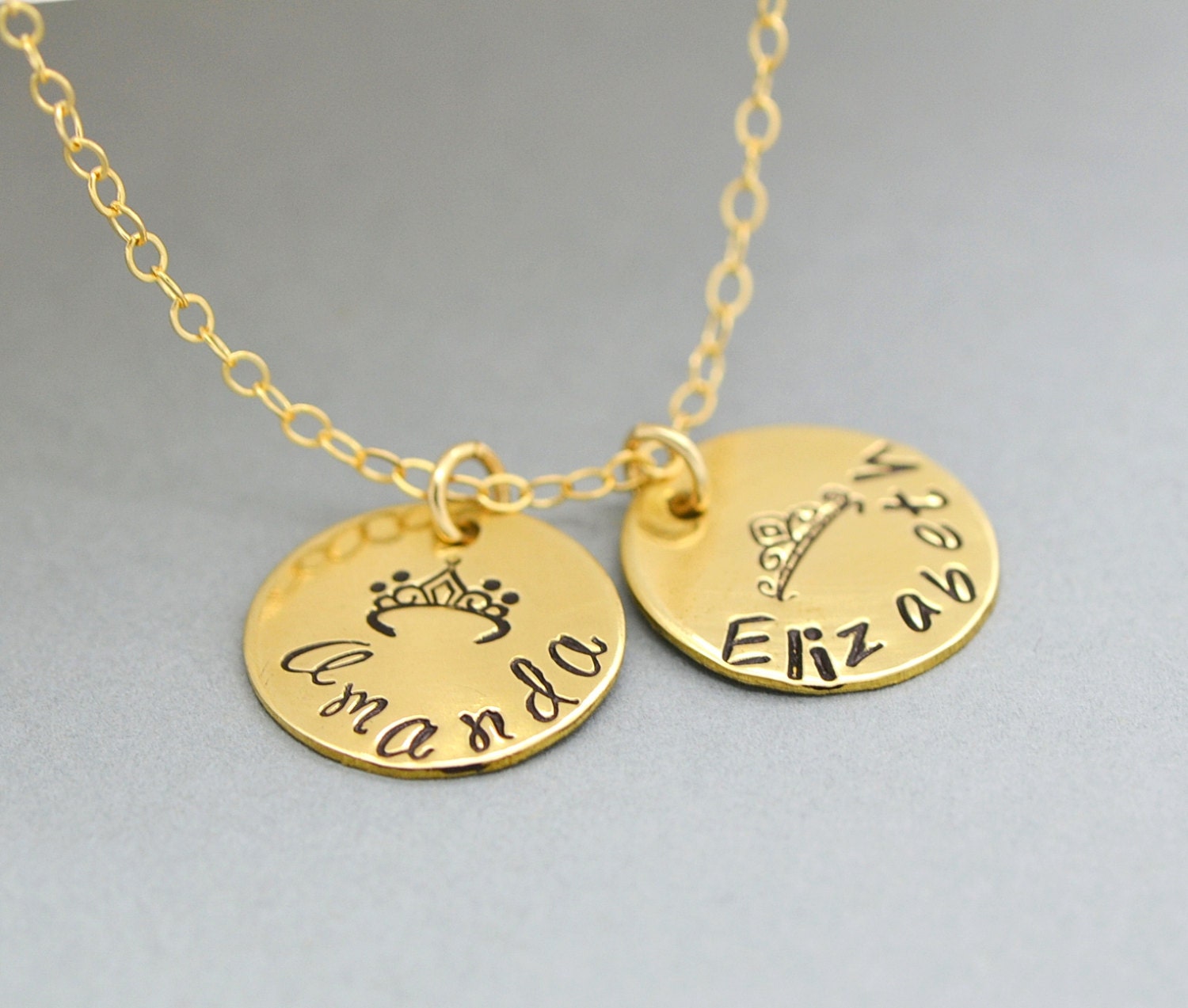 Mother Daughter Necklace Personalized Gold Necklace Sterling