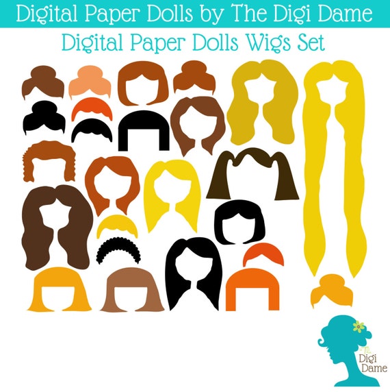Printable Paper Dolls: Wigs Set - Includes 3 Bald Dolls and 25 Wigs