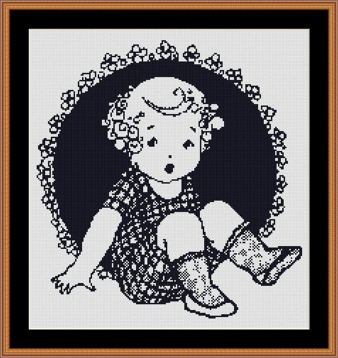 Download Victorian Era Vintage Little Girl Counted Cross Stitch Pattern