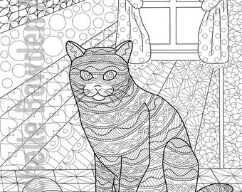  Coloring  Page  Printable Calico Tabby  Cat  printable Zendoodle