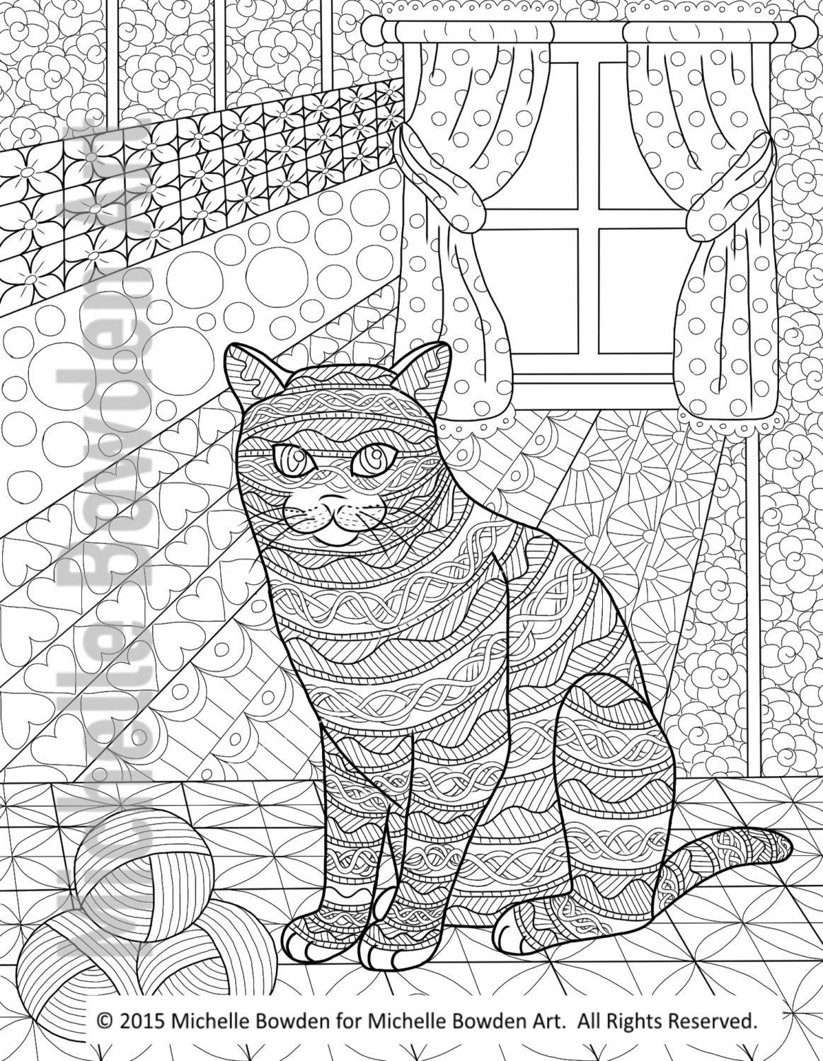 Download Coloring Page Printable Triple Temptation of Tabby Zendoodle