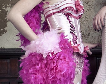 Detachable Burlesque Feather skirt bustle on a belt for corset costume