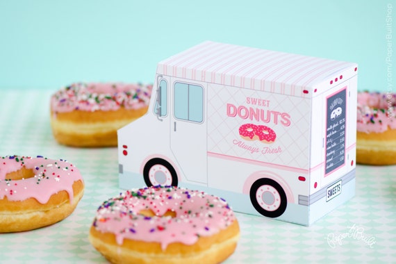 Donut Food Truck, Donut Party Favor, Food Truck, Cupcake Box, Sweet Shoppe Party Bakery Box, Dessert Table m, Centerpiece, Doughnut Birthday