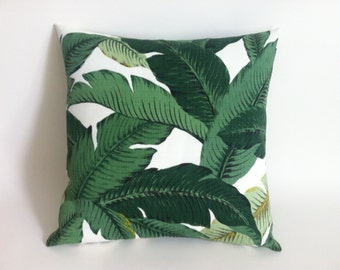 Outdoor Dark Green Tropical Jungle Zipper Pillow Cover Leaves Pillow Dark Green Banana leaf 20x20 12x18 Lumbar Martinique Decor-6FL5