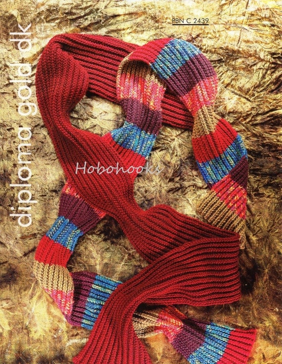 ribbed scarf knitting pattern DK long striped scarf knitting