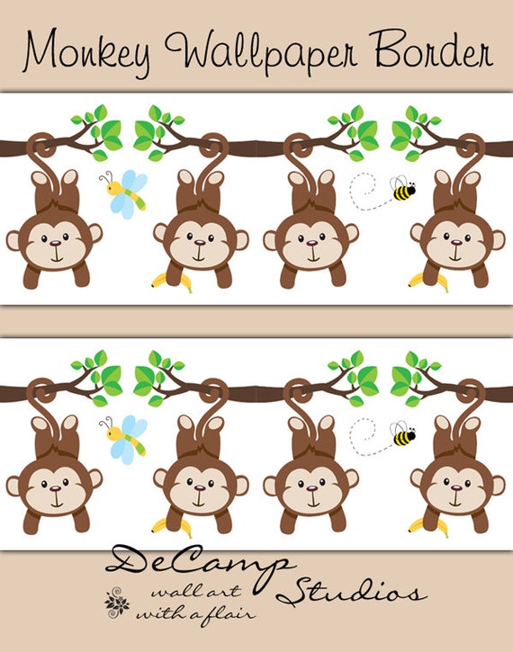 MONKEY WALLPAPER  BORDER  Wall Decals Baby Boy Jungle Safari