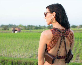 SALE // Holster / Ladee Lotus Brown Double Leather Holster / belt bag / fanny pack / pocket belt / burning man / festival / coachella