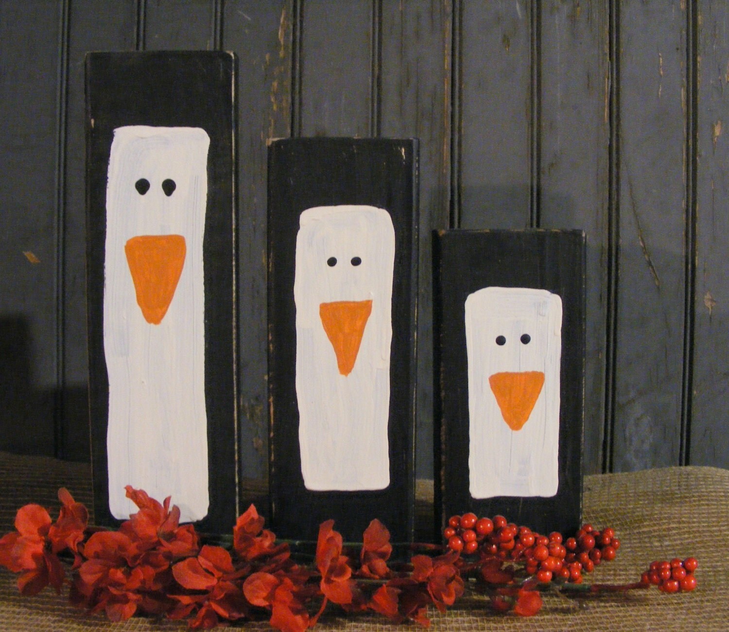 Wooden Penguin Penguin Decor Rustic Holiday by GFTWoodcraft