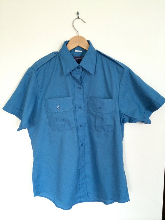 Vintage MECHANIC Uniform Shirt Royal Blue by BrocanteBedStuyHOMME
