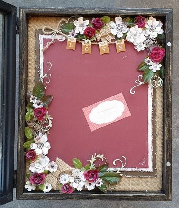 Distressed Wood Burlap Picture Frame Shadow Box by GoForthAndCraft