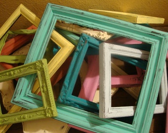 Vintage Picture Frames- One Random 8x10 Vintage- Distressed Rustic Hand Painted Nursery, Wedding Rustic Home Decor
