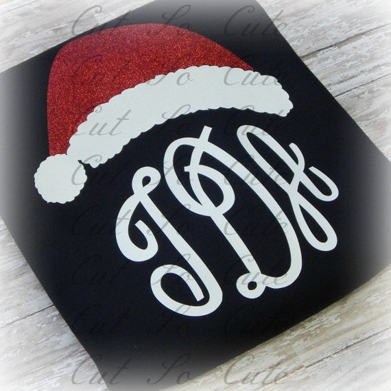 Download Items similar to Santa Hat Christmas Monogram Topper SVG ...