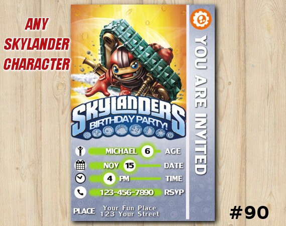 Skylanders invitation Trap Team Skylanders card birthday custom ...