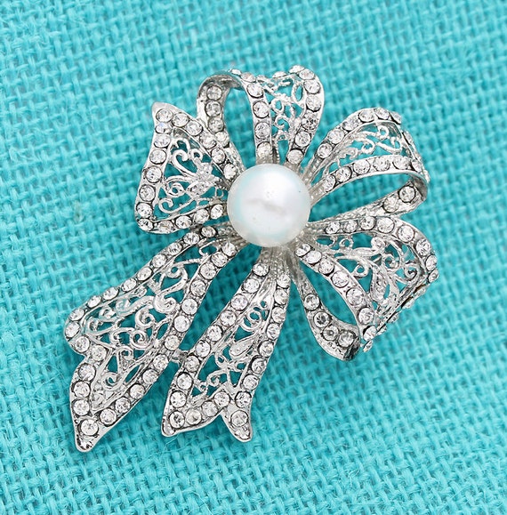 Bow Brooch Bow Knot Brooches Vintage Wedding Rhinestone