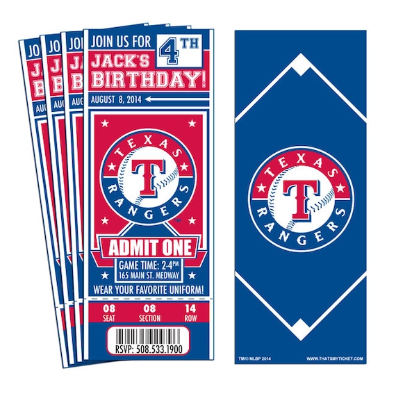 12 Texas Rangers Birthday Party Ticket by ThatsMyTicket on Etsy