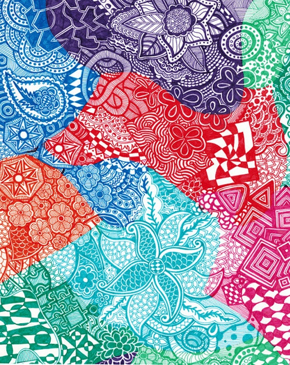 Colorful Zentangle by MyZentangle on Etsy