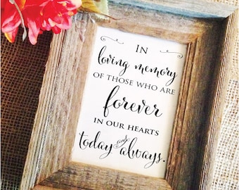 In loving Memory Wedding Sign Wedding Memorial Sign for wedding remembrance sign Wedding Decor (Frame NOT included)