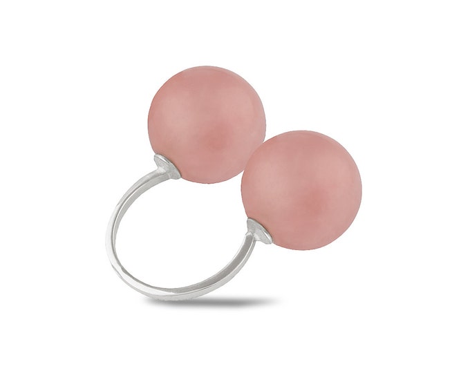 Rose quartz ring Ring with quartz Open ring Pink stone ring Natural stone Gift idea Bridesmaid ring