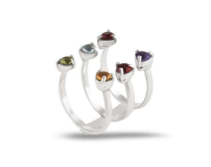 Natural stone ring Amethyst ring Garnet ring Peridot ring Topaz ring Citrine ring Cuff ring Gift for her